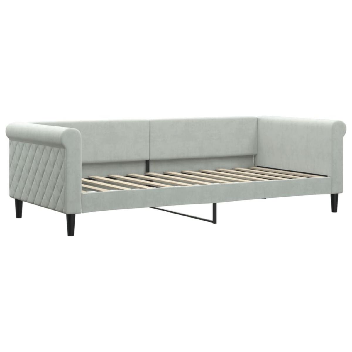 Sofá cama sin colchón terciopelo gris claro 90x200 cm
