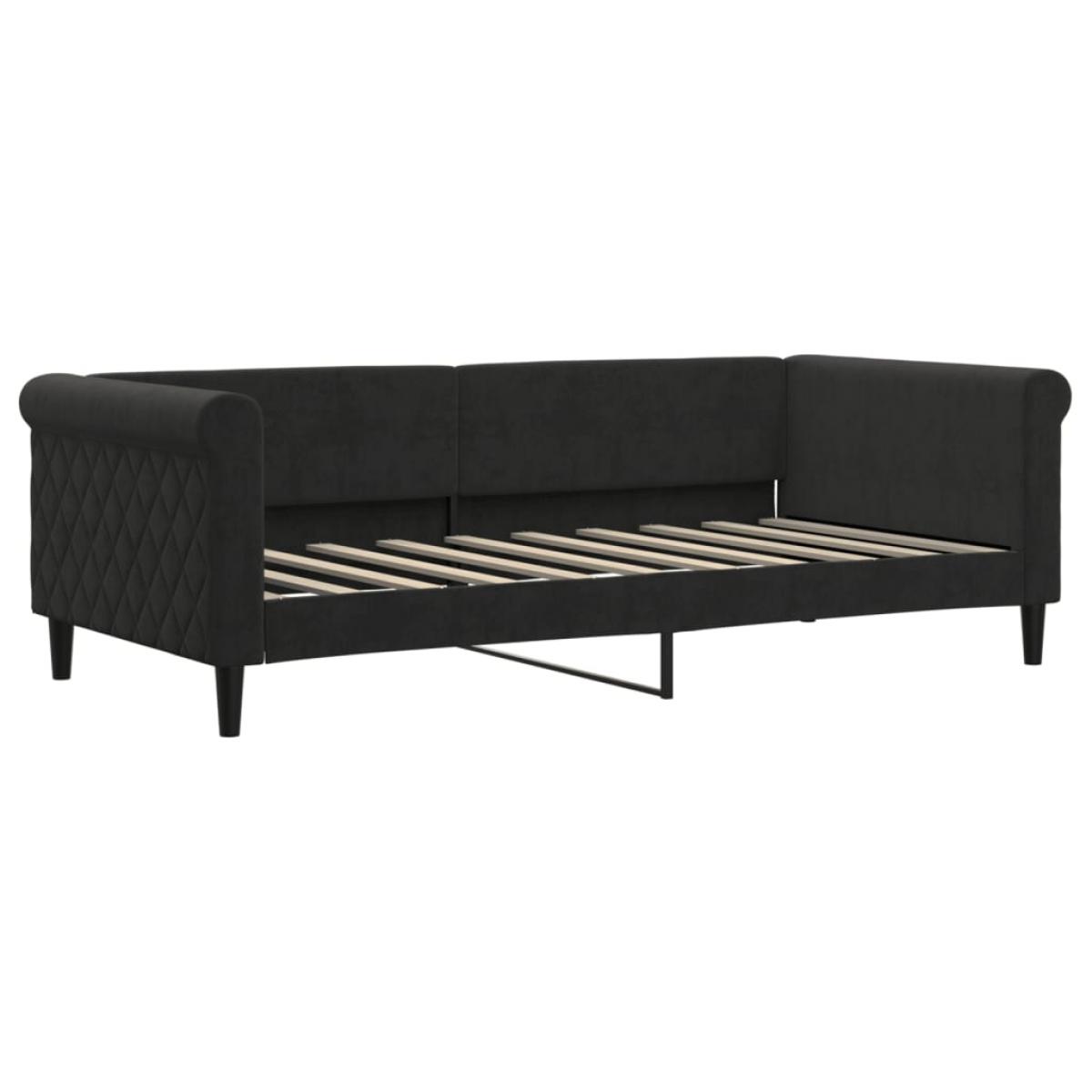 Sofá cama sin colchón terciopelo negro 90x190 cm