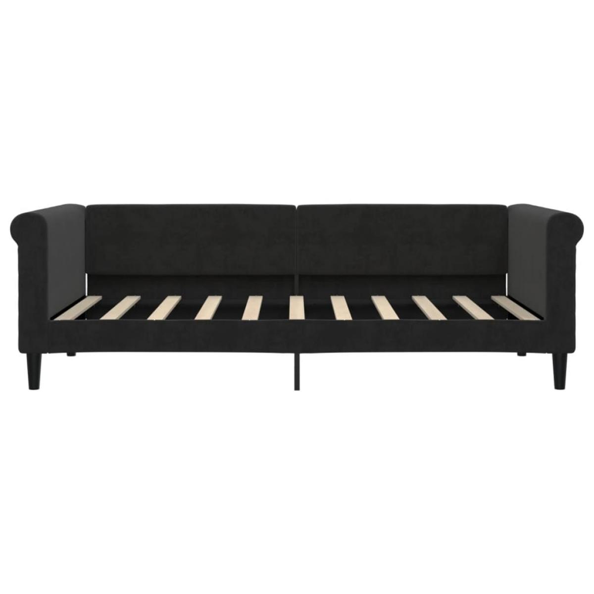 Sofá cama sin colchón terciopelo negro 90x190 cm