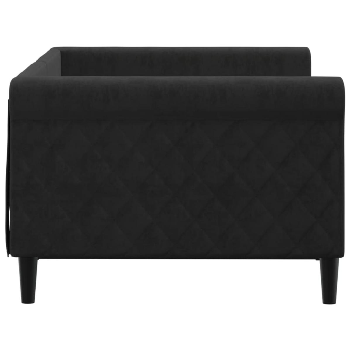 Sofá cama sin colchón terciopelo negro 90x190 cm