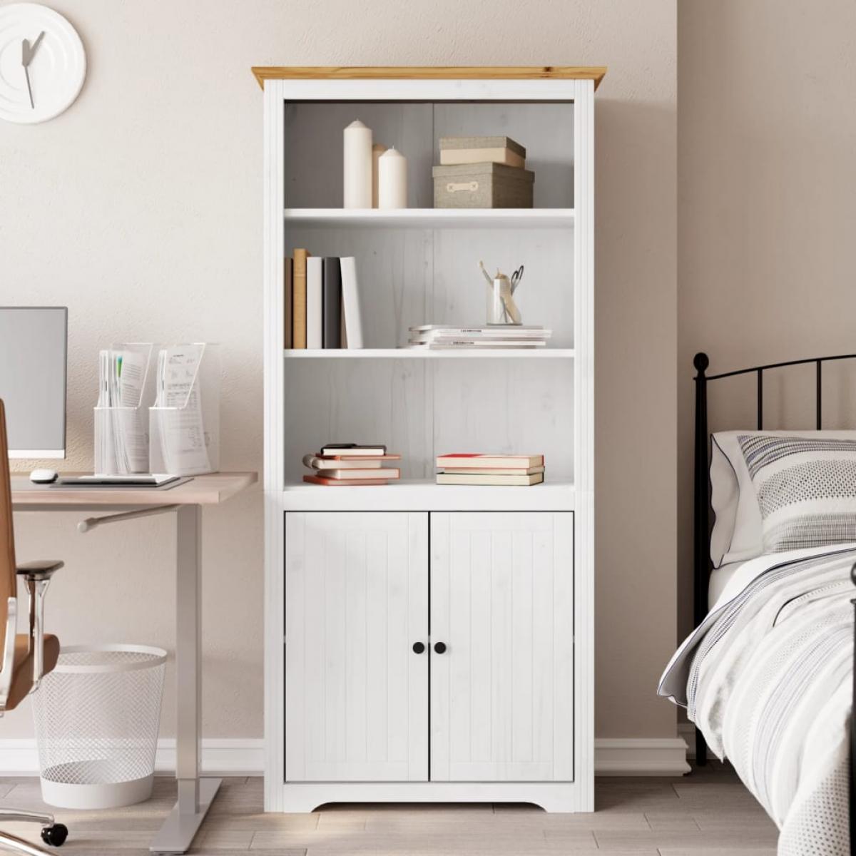 Librería BODO madera maciza de pino blanco marrón 82x40x173 cm