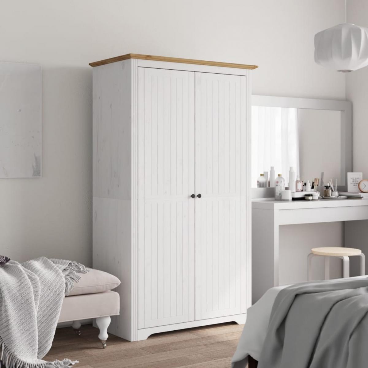 Armario BODO madera maciza de pino blanco marrón 99x53,5x173 cm