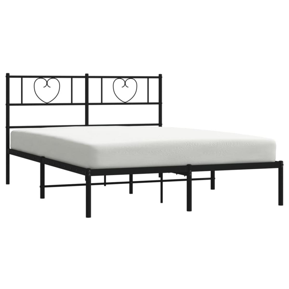 Estructura cama sin colchón con cabecero metal negro 135x190 cm