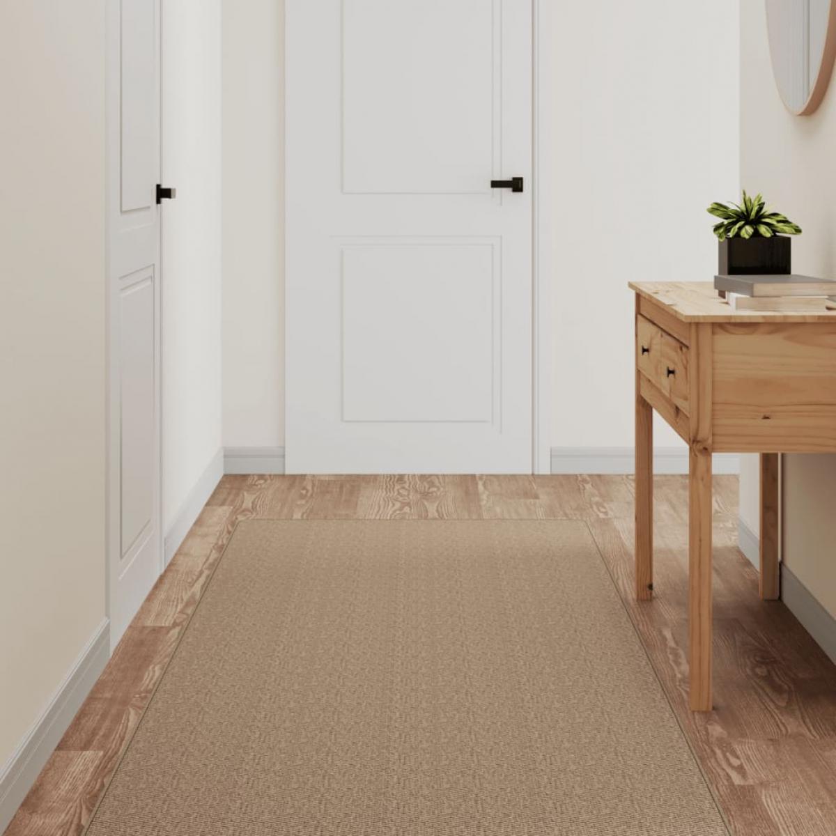 Alfombra de pasillo con aspecto de sisal color arena 80x400 cm