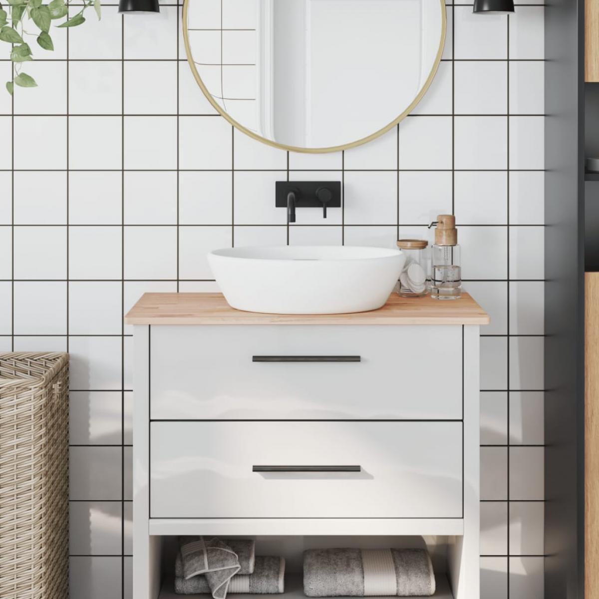 Encimera de baño madera maciza de haya 80x40x1,5 cm