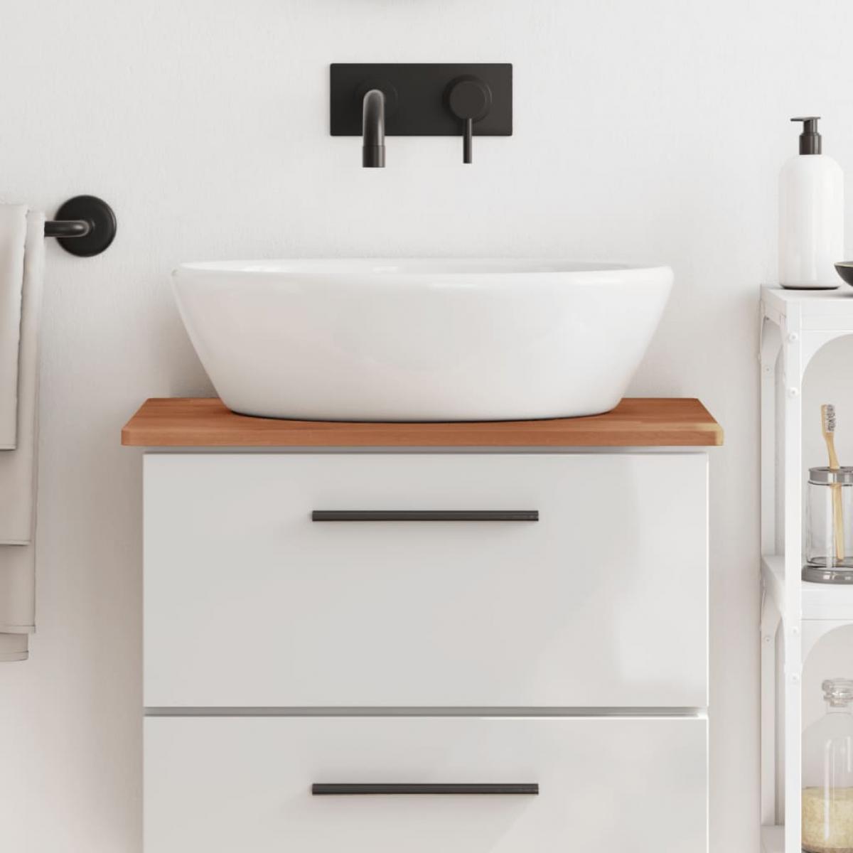 Encimera de baño madera maciza de haya 60x40x1,5 cm