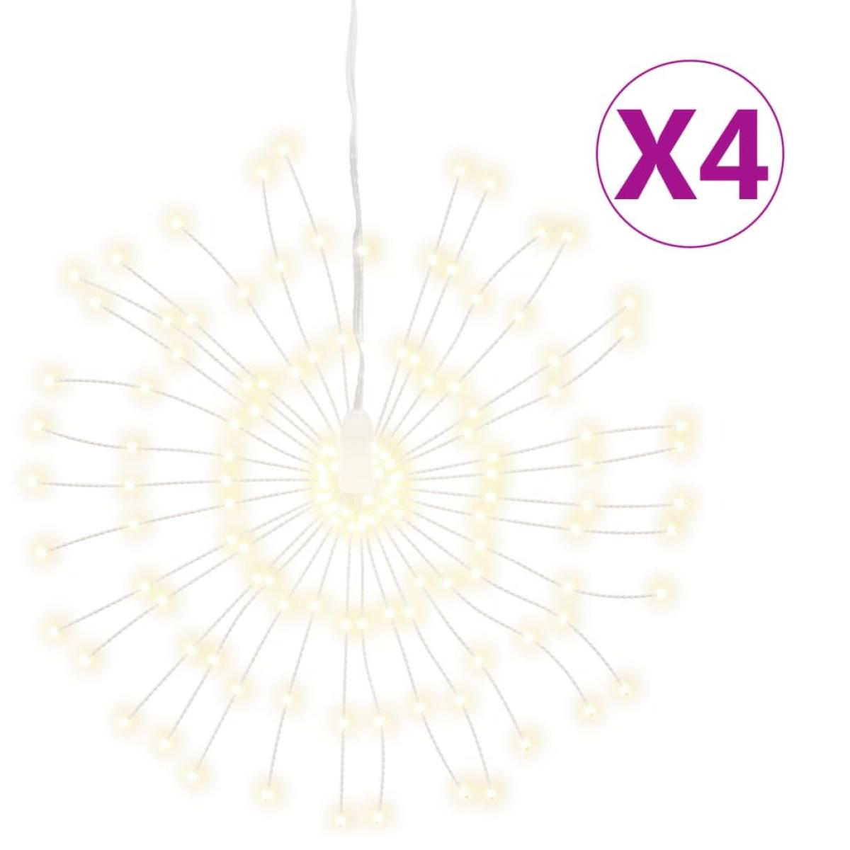 Luces de Navidad de estrellas 4 uds 140 LED blanco cálido 17 cm