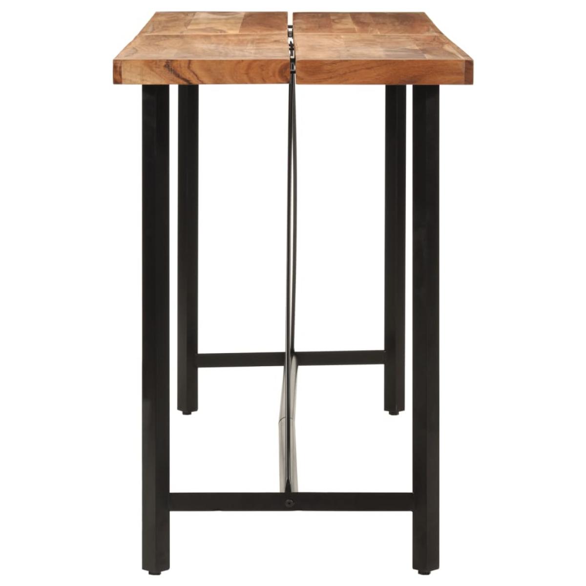 Mesa alta de hierro y madera maciza de acacia 180x70x107 cm