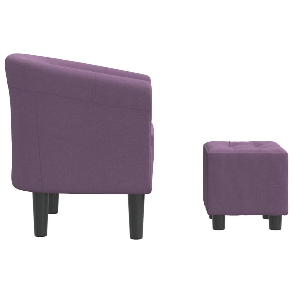 Sillón con taburete tela morado