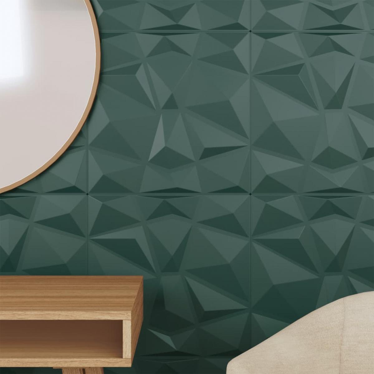 Paneles de pared 48 uds XPS diamante verde 50x50 cm 12 m²