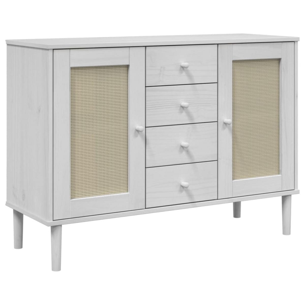 Aparador SENJA aspecto de ratán madera pino blanco 112x40x80 cm