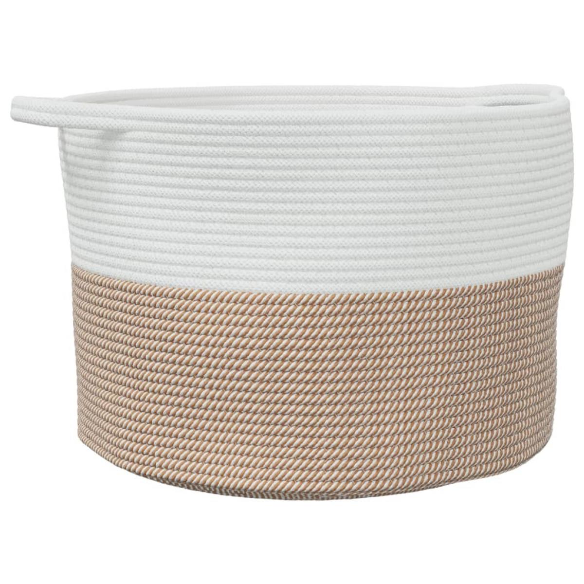 Cesta para ropa sucia algodón marrón y blanco Ø55x36 cm
