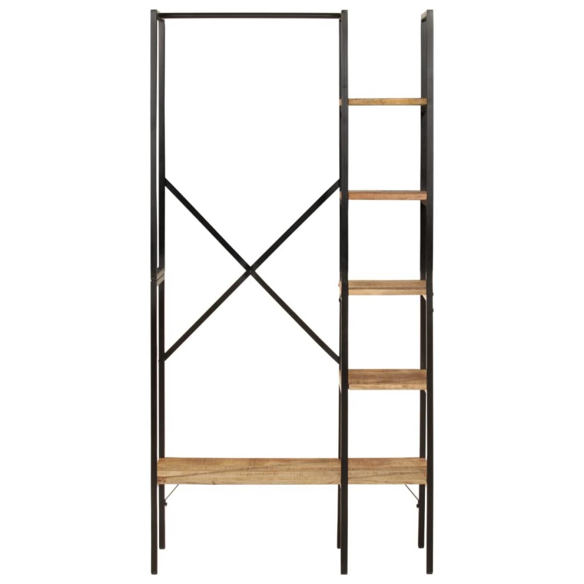 Perchero con ruedas madera maciza mango y hierro 90x40x190 cm