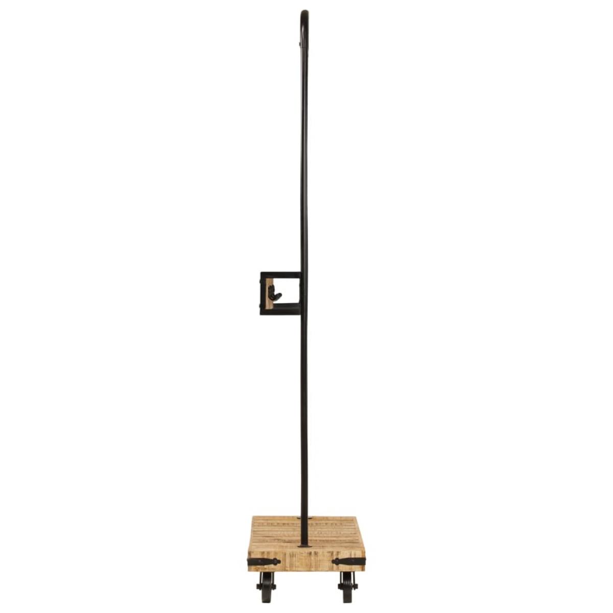 Perchero con ruedas madera maciza mango y hierro 90x35x190 cm