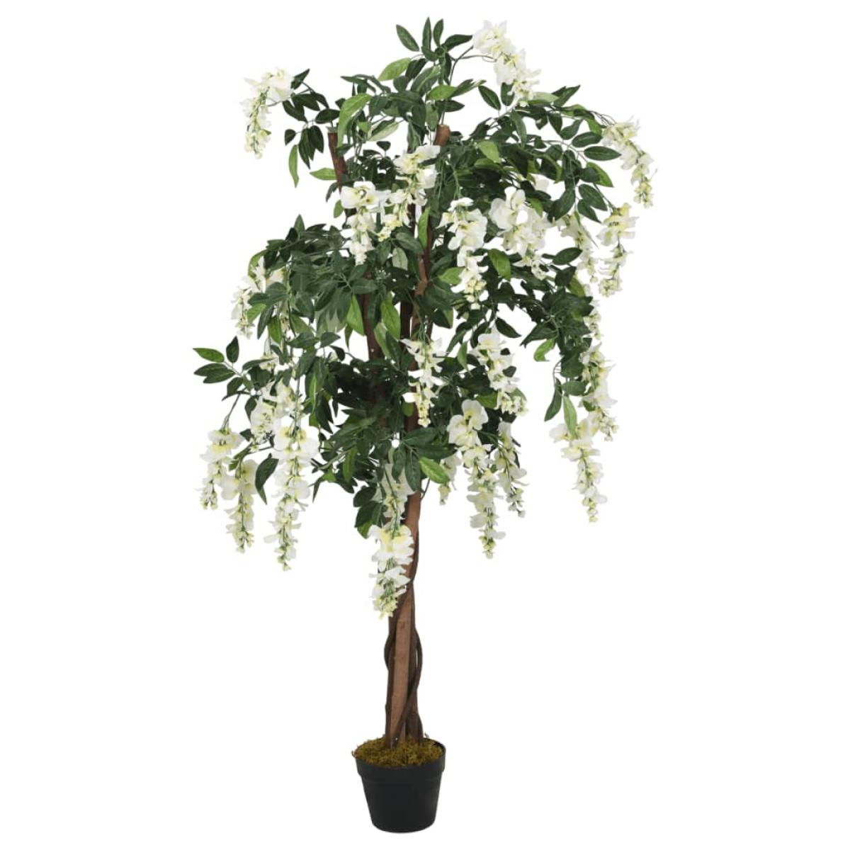 Árbol de wisteria artificial 840 hojas verde y blanco 150 cm
