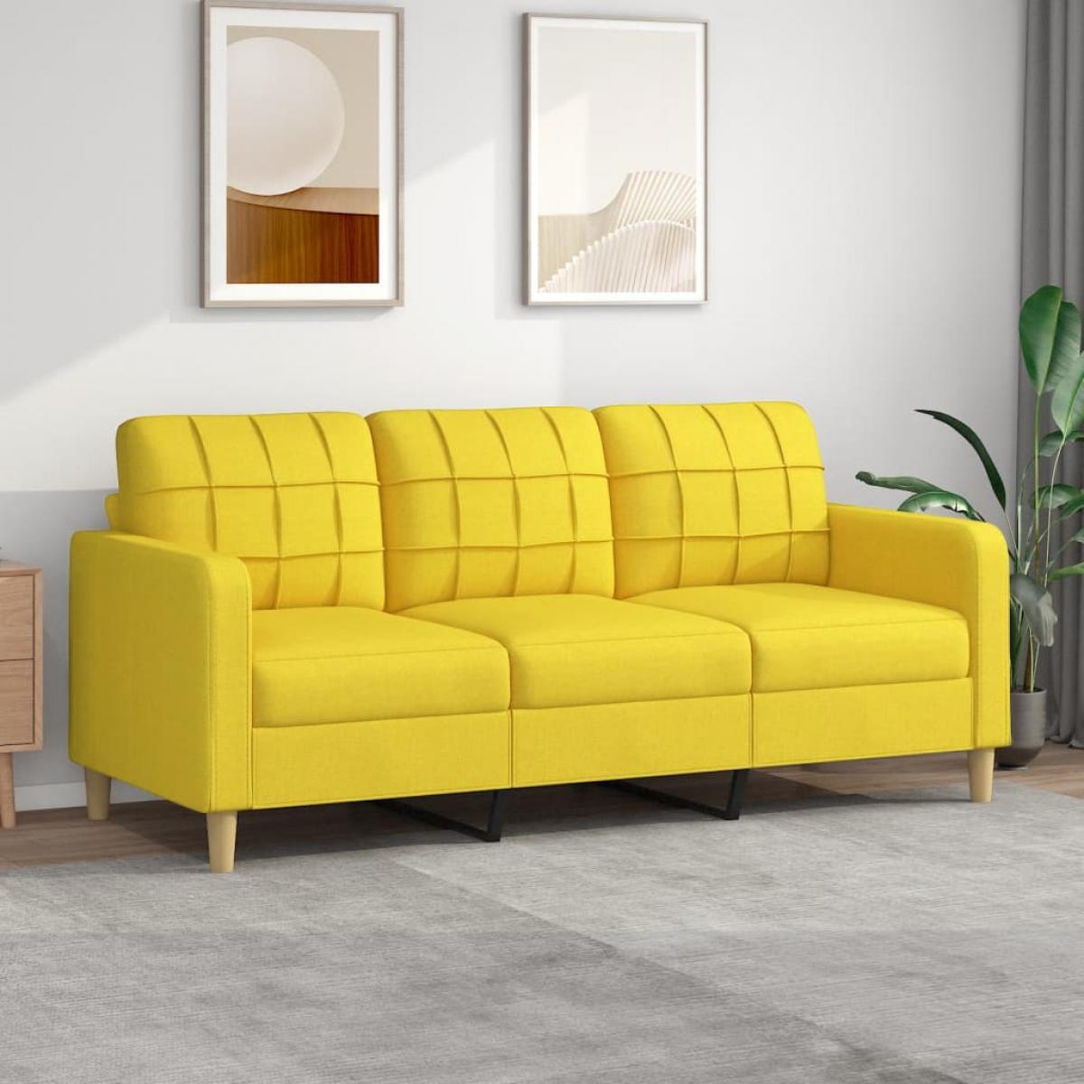 Sofá de 3 plazas de tela amarillo claro 180 cm