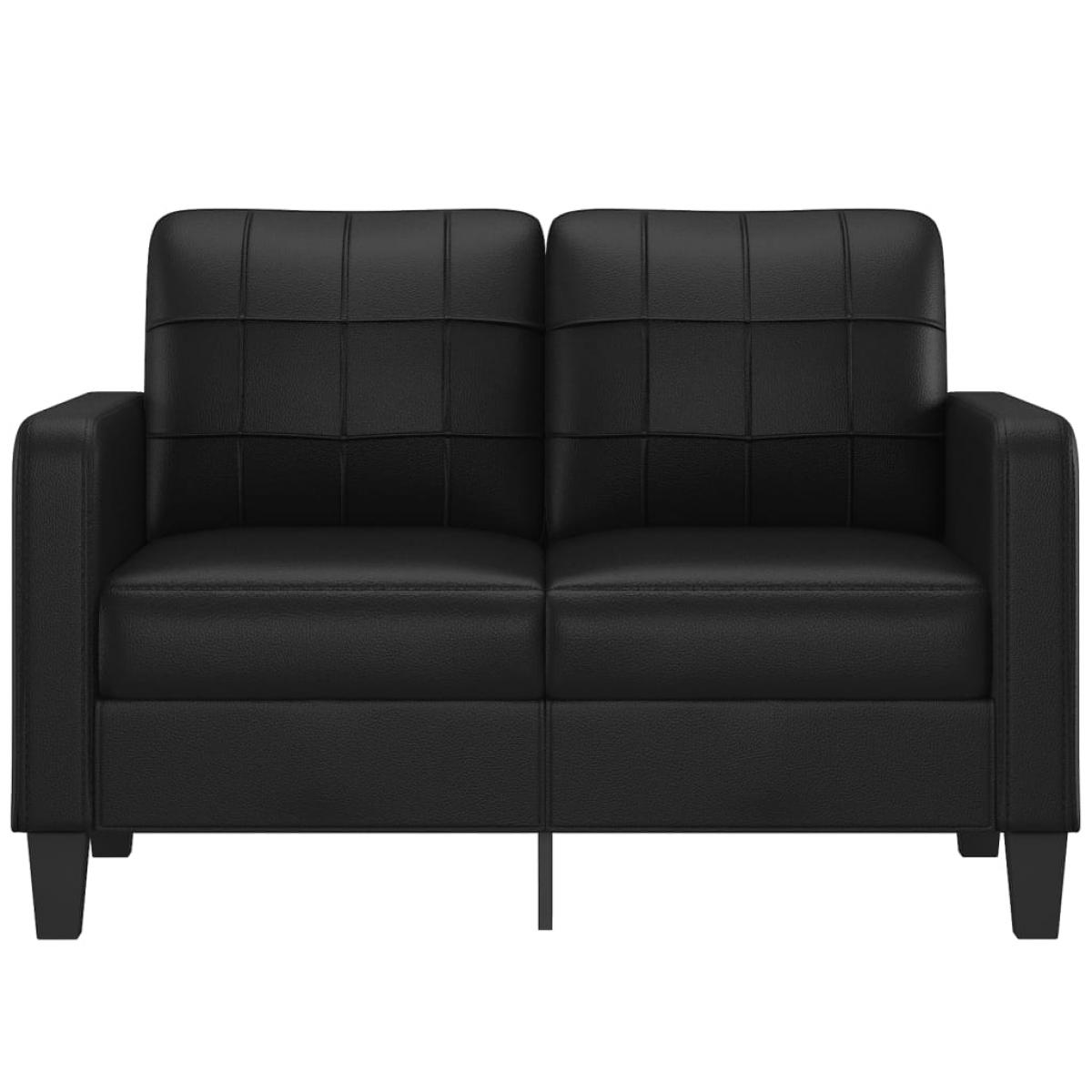 Sofá de 2 plazas de cuero sintético negro 120 cm
