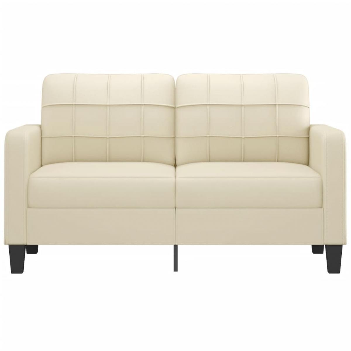 Sofá de 2 plazas de cuero sintético color crema 140 cm