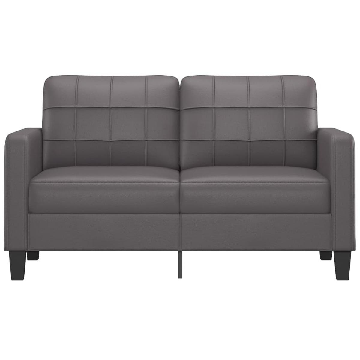 Sofá de 2 plazas de cuero sintético gris 140 cm