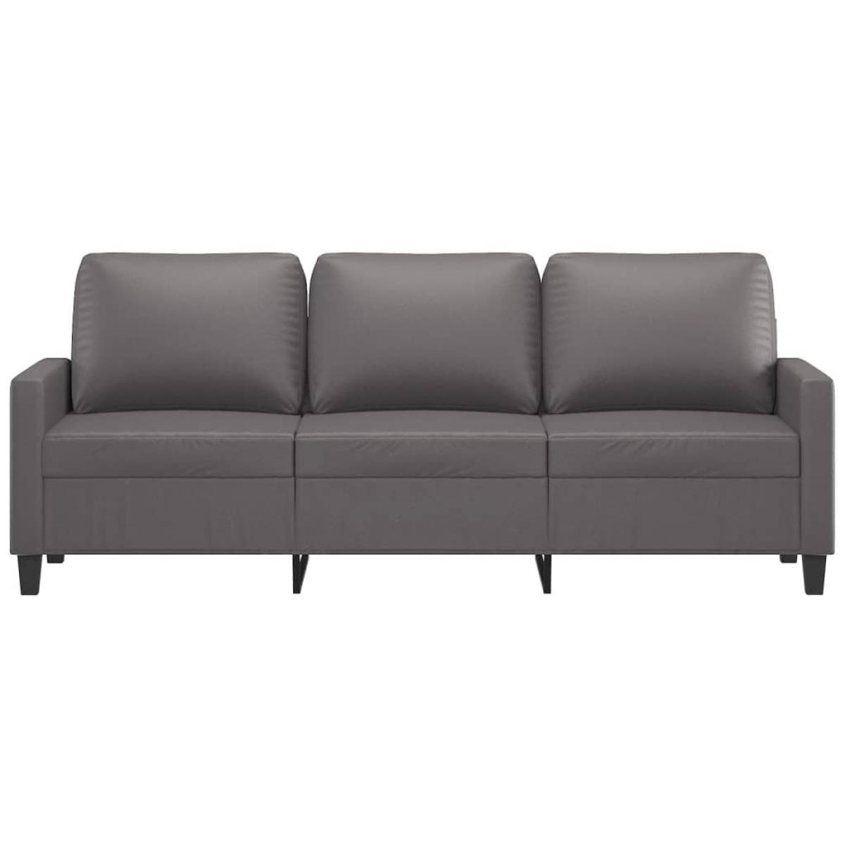 Sofá de 3 plazas de cuero sintético gris 180 cm
