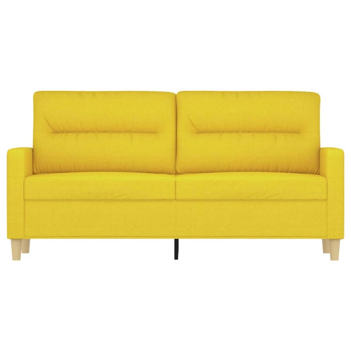 Sofá de 2 plazas de tela amarillo claro 140 cm
