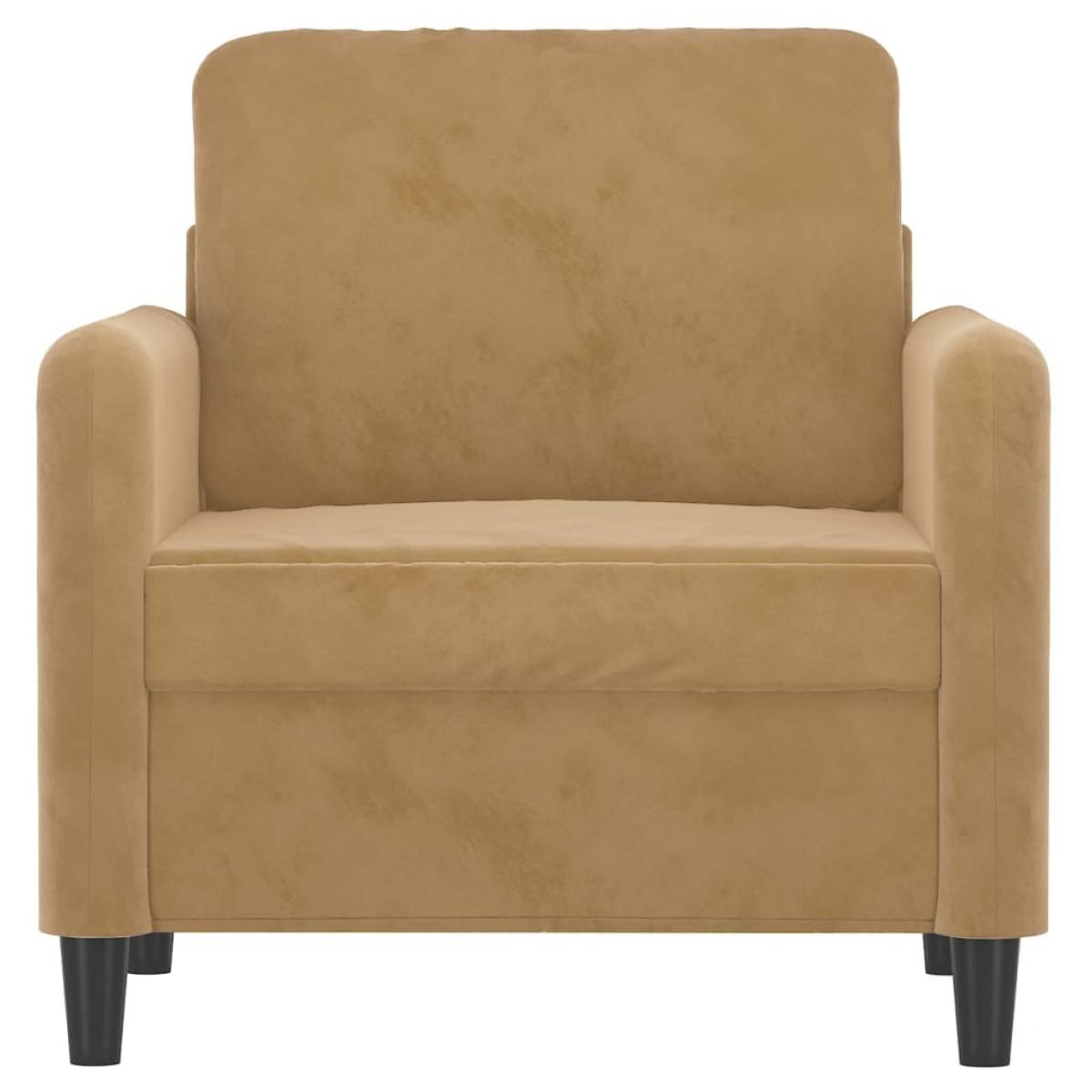Sillón de terciopelo marrón 60 cm