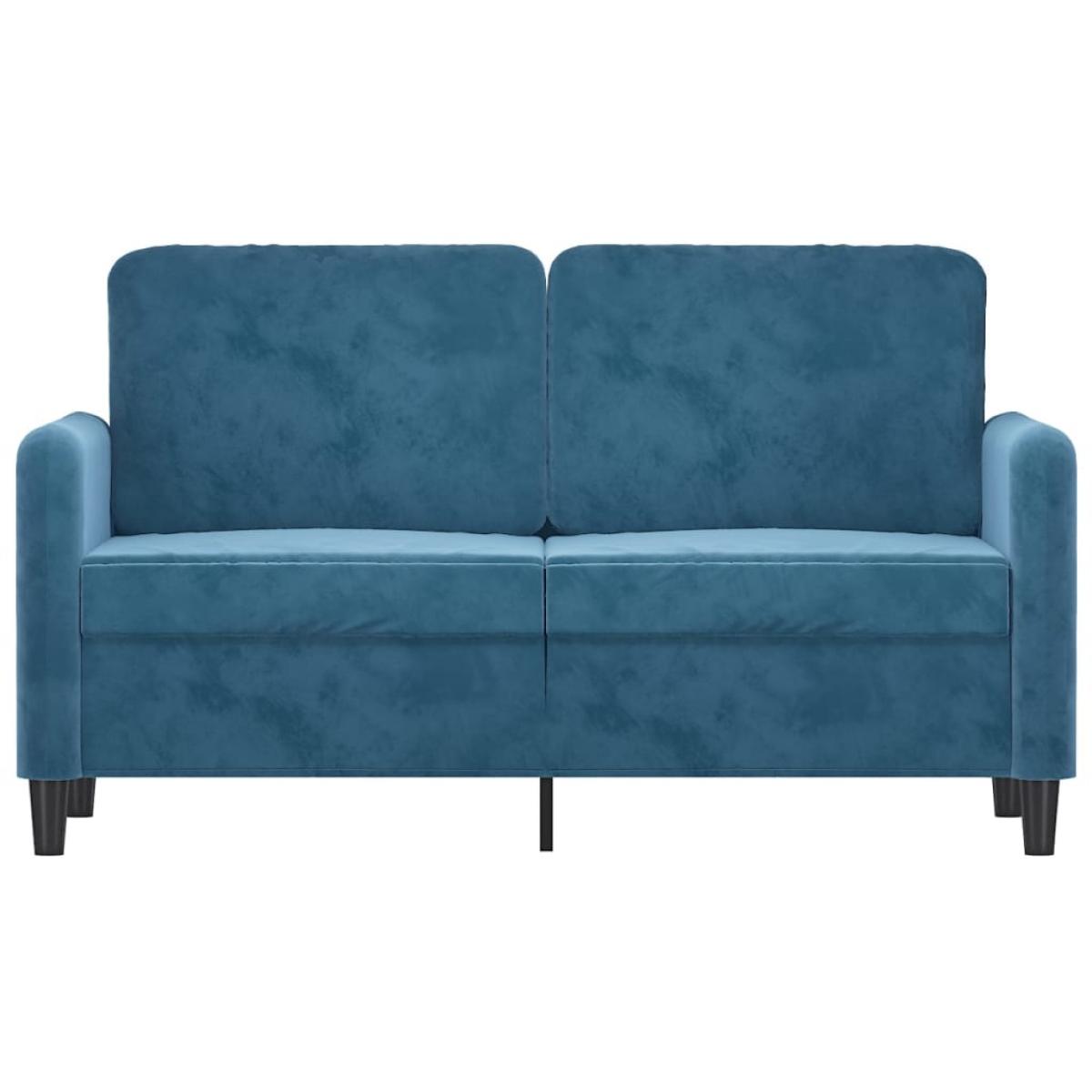 Sofá de 2 plazas terciopelo azul 120 cm