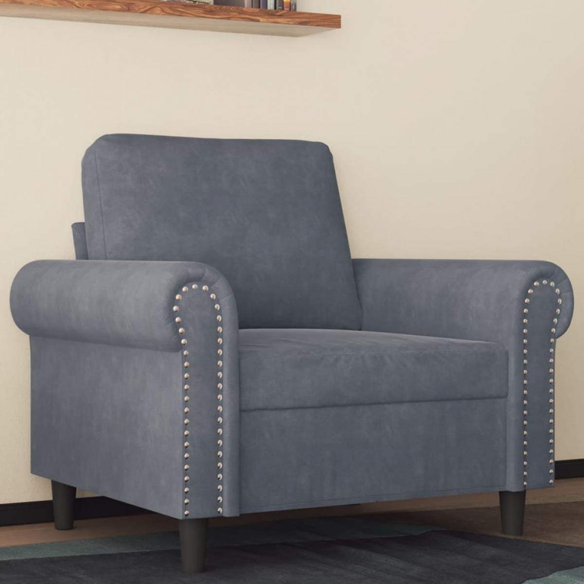 Sillón de terciopelo gris oscuro 60 cm