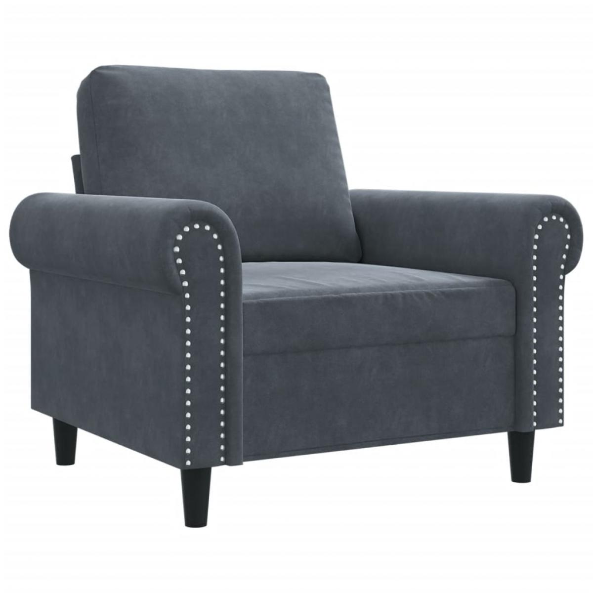 Sillón de terciopelo gris oscuro 60 cm