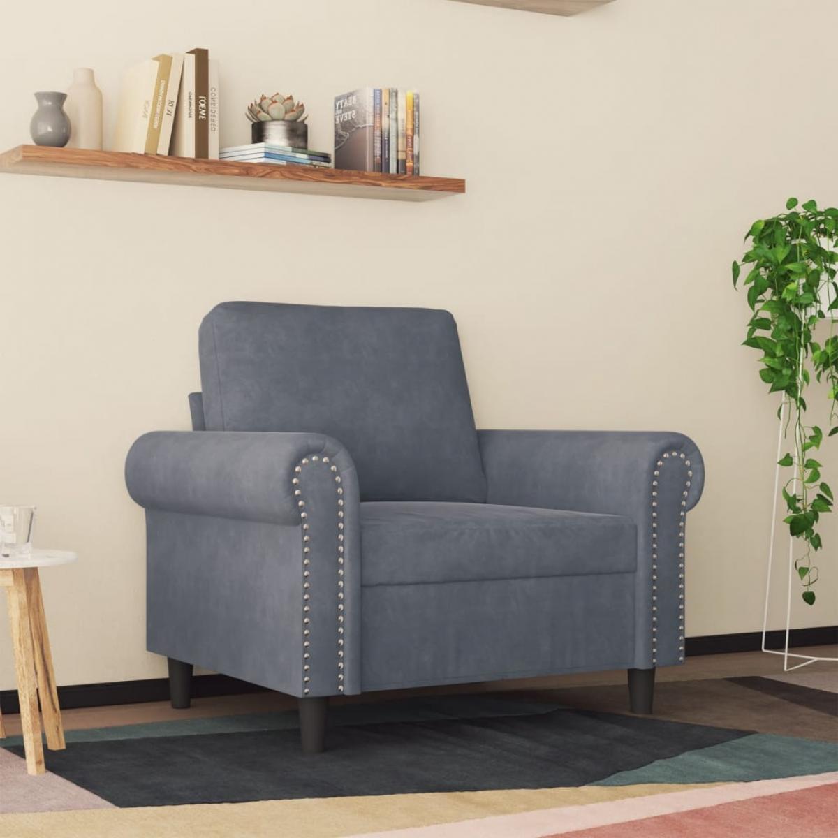 Sillón de terciopelo gris oscuro 60 cm