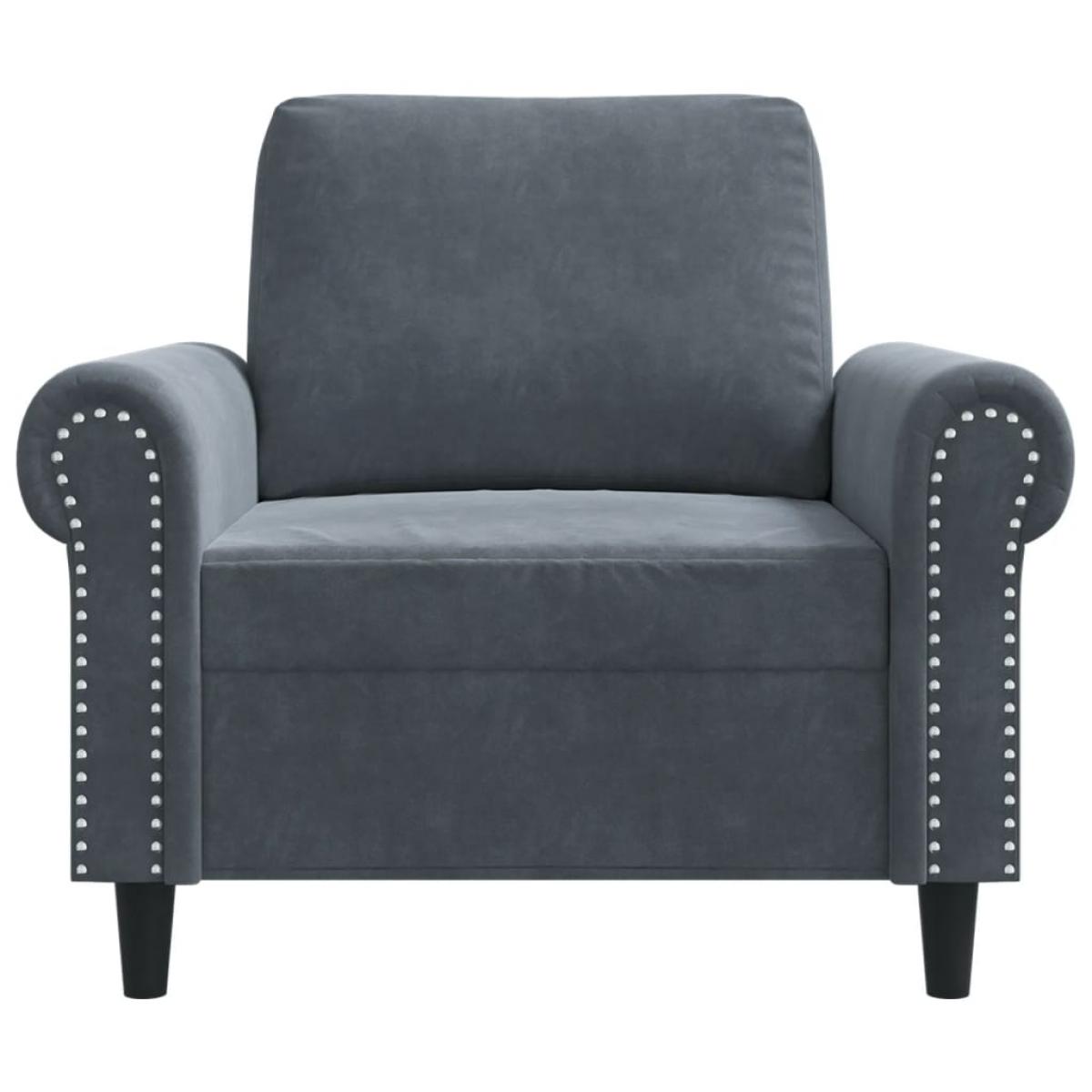 Sillón de terciopelo gris oscuro 60 cm
