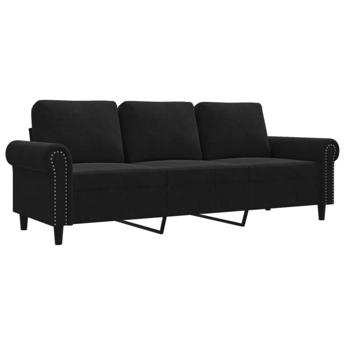 Sofá de 3 plazas terciopelo negro 180 cm