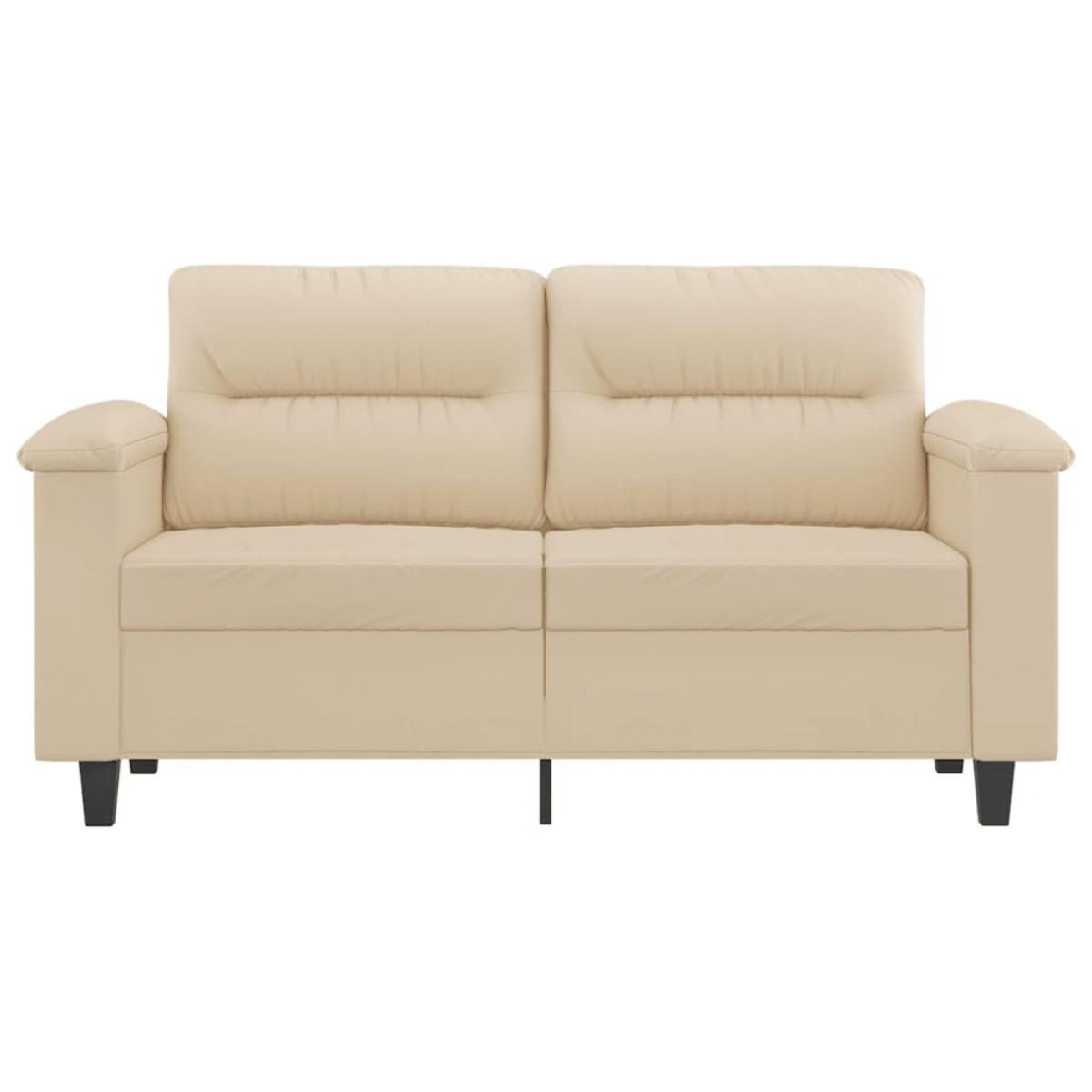 Sofá de 2 plazas de tela de microfibra color crema 120 cm
