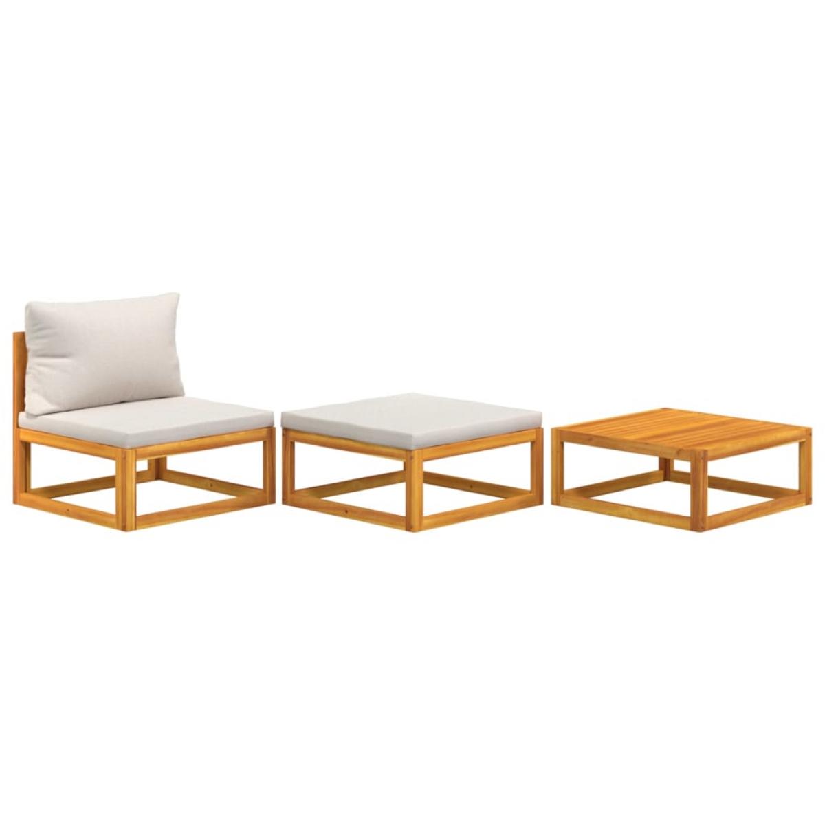 Set de muebles para jardín 3 piezas con cojines madera acacia