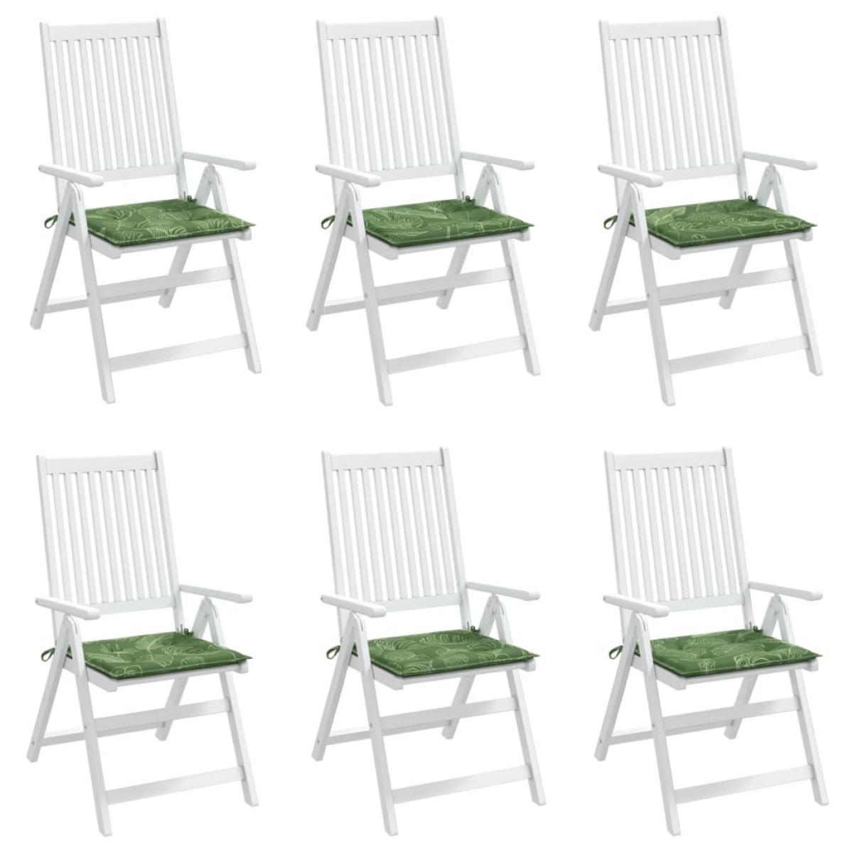 Cojines de silla 6 uds tela estampado de hojas 40x40x3 cm