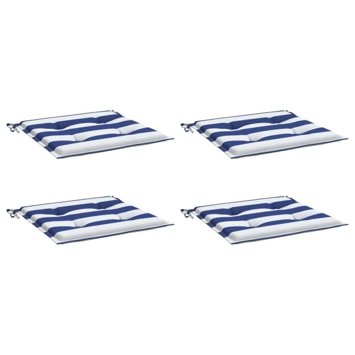 Cojines silla jardín 4 uds tela a rayas azul y blanco 50x50x3cm