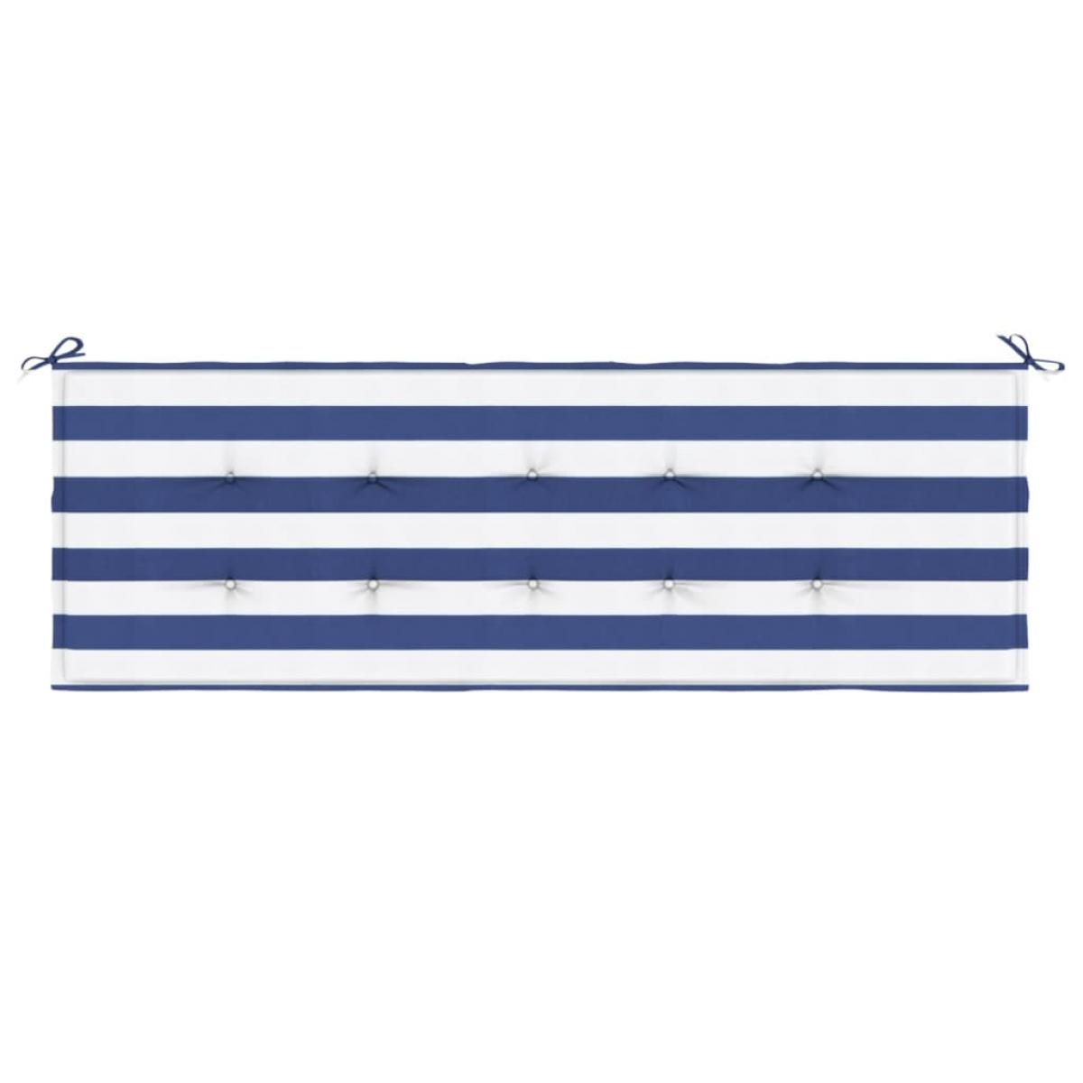 Cojín banco jardín tela Oxford a rayas azul y blanco 150x50x3cm