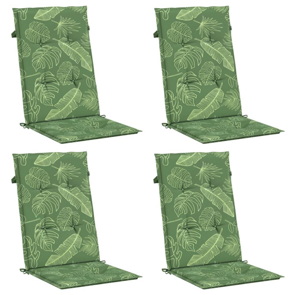 Cojines de silla de respaldo alto 4 uds tela estampado de hojas