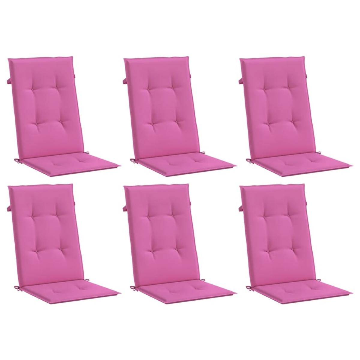 Cojines para sillas con respaldo alto 6 uds tela rosa