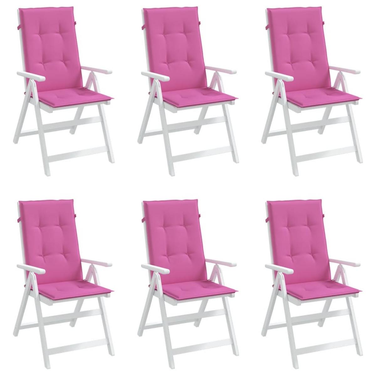 Cojines para sillas con respaldo alto 6 uds tela rosa