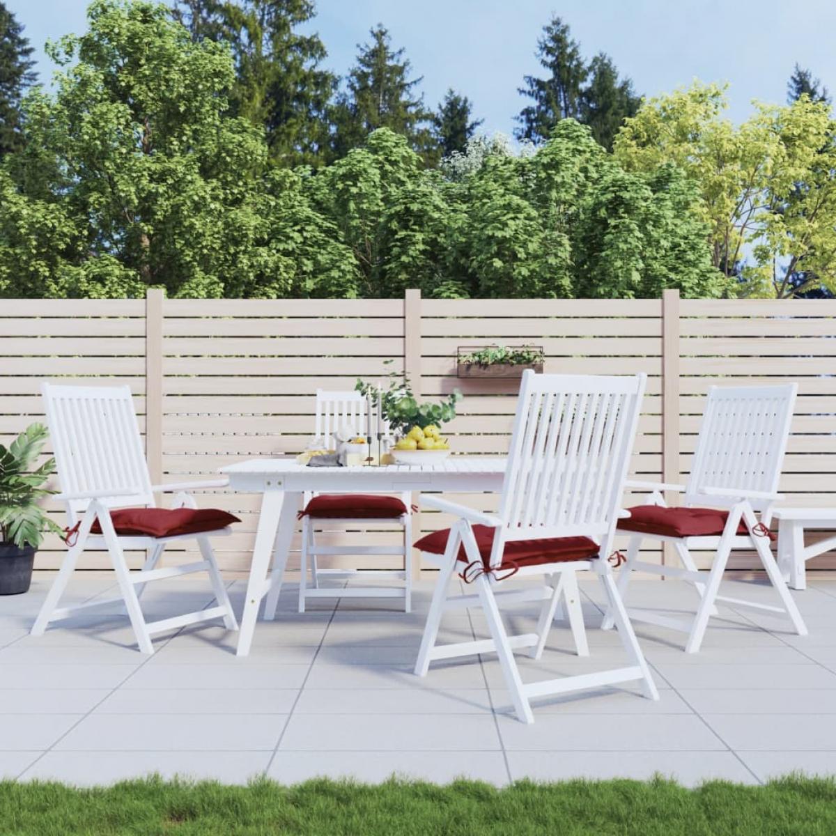 Cojines silla de jardín 4 uds tela Oxford rojo tinto 40x40x7 cm