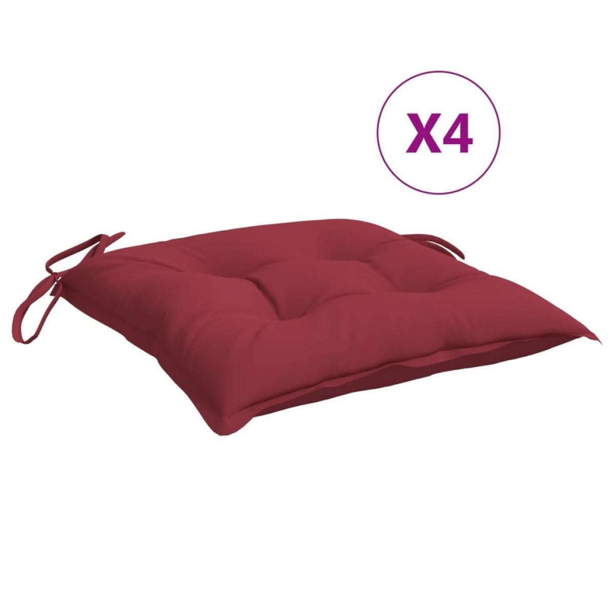 Cojines silla de jardín 4 uds tela Oxford rojo tinto 40x40x7 cm