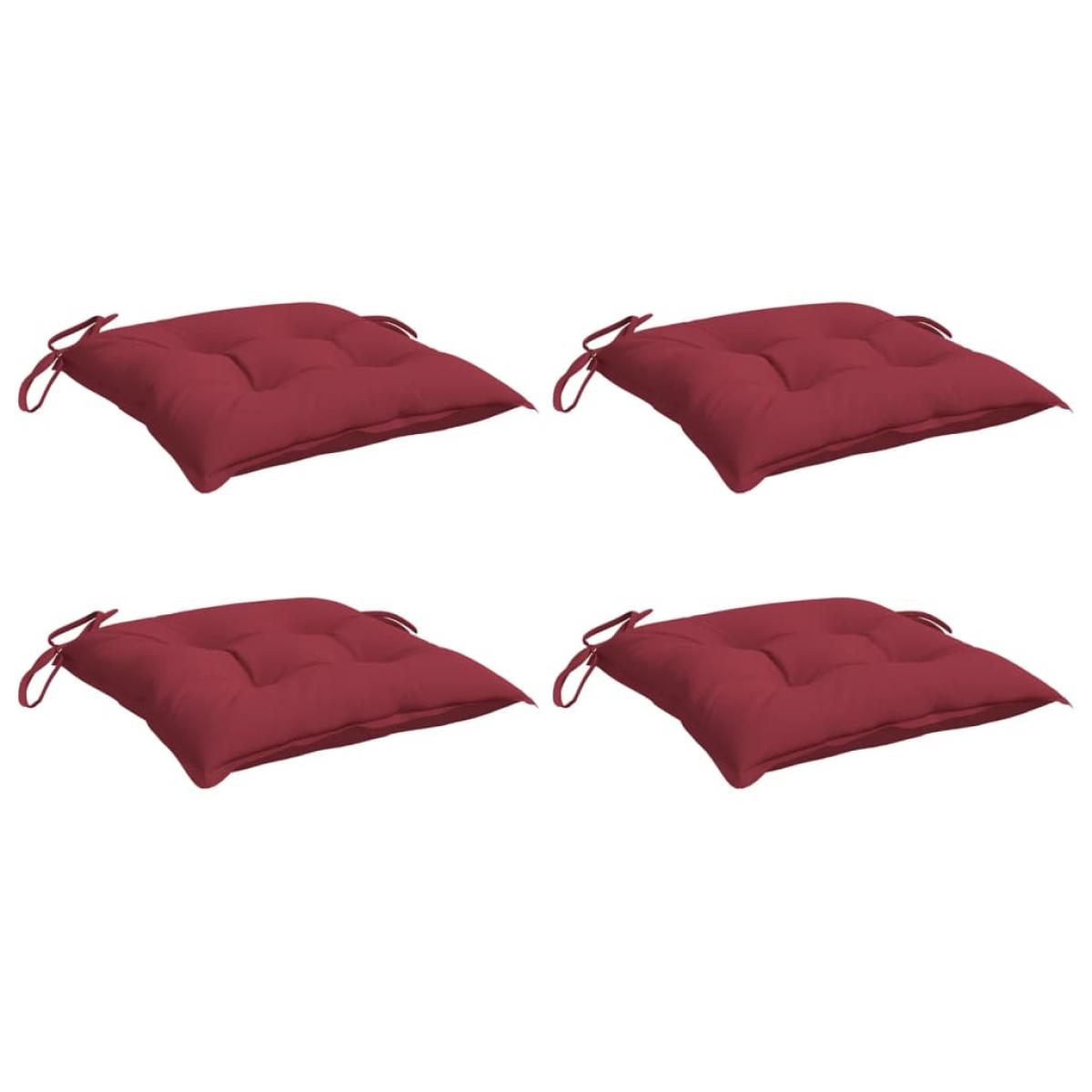 Cojines silla de jardín 4 uds tela Oxford rojo tinto 40x40x7 cm