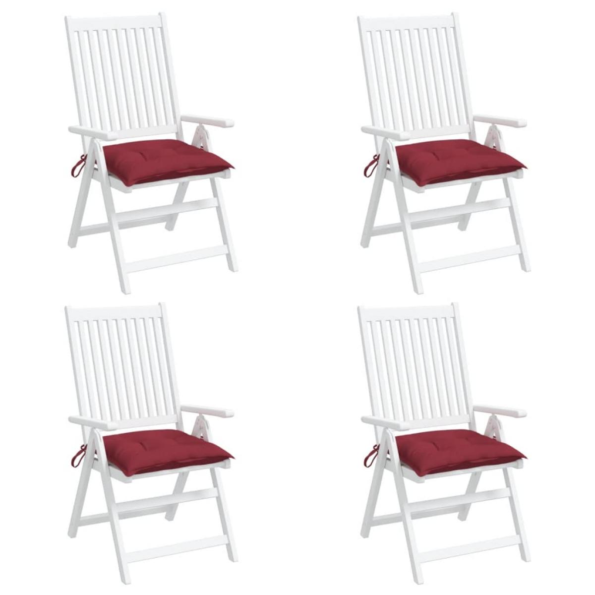 Cojines silla de jardín 4 uds tela Oxford rojo tinto 40x40x7 cm