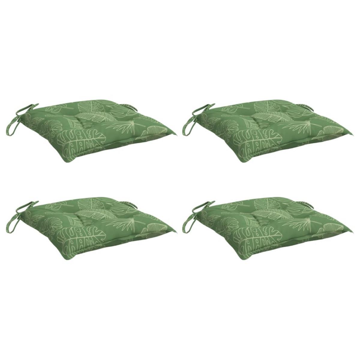 Cojines para silla 4 uds tela estampado de hojas 40x40x7 cm