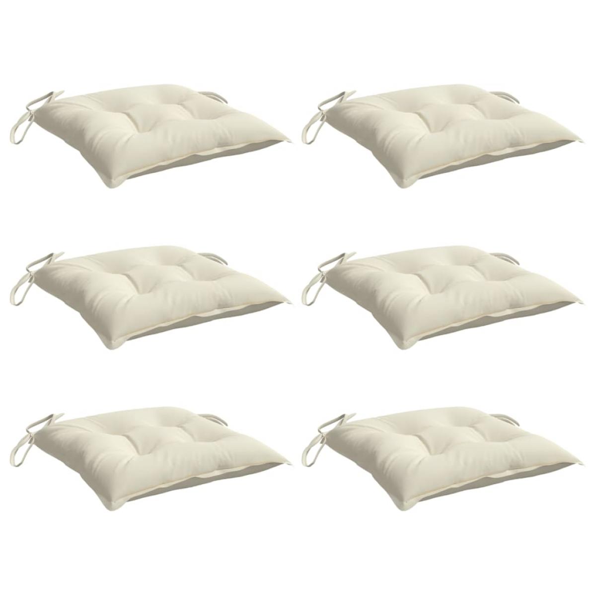 Cojines sillas de jardín 6 uds tela Oxford crema 50x50x7 cm