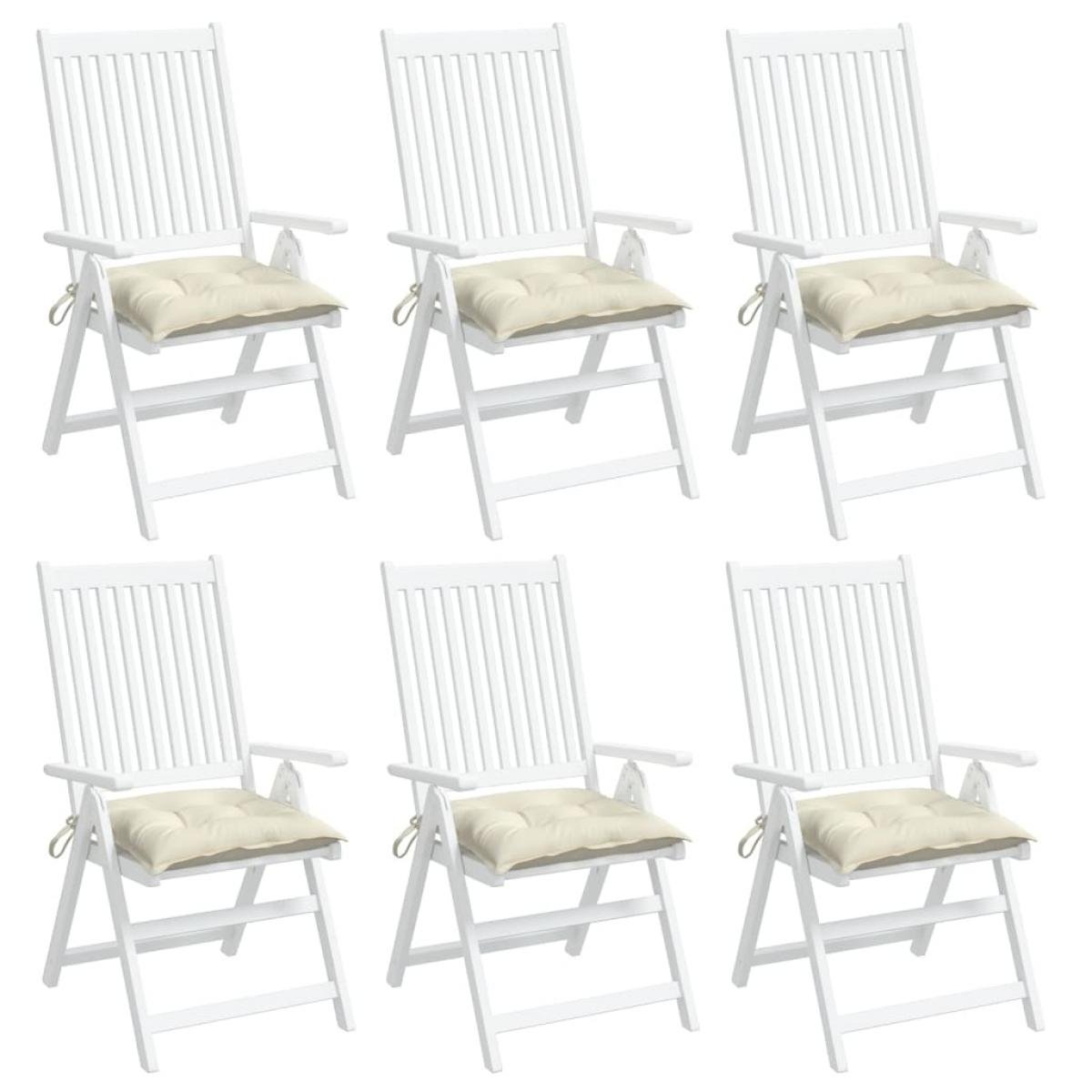Cojines sillas de jardín 6 uds tela Oxford crema 50x50x7 cm