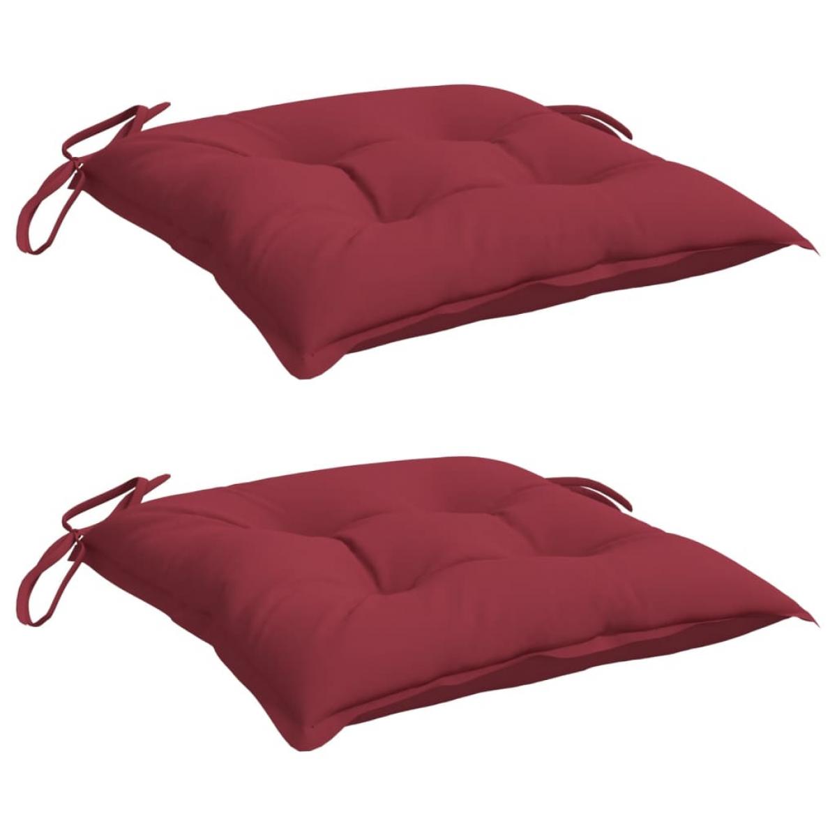 Cojines de palets de jardín 2 uds Oxford rojo tinto 50x50x7 cm