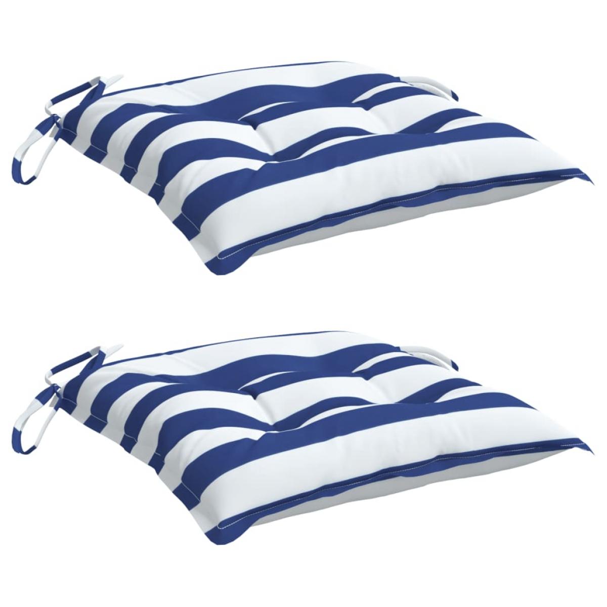 Cojines de silla 2 uds tela Oxford rayas azul blanco 50x50x7 cm