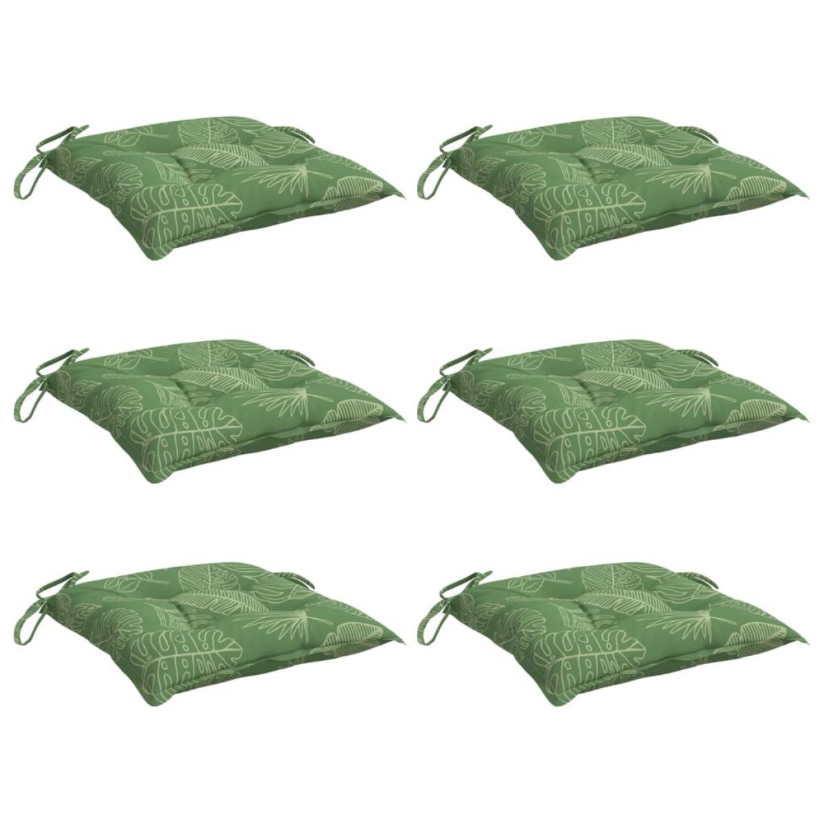 Cojines para silla 6 uds tela estampado de hojas 50x50x7 cm